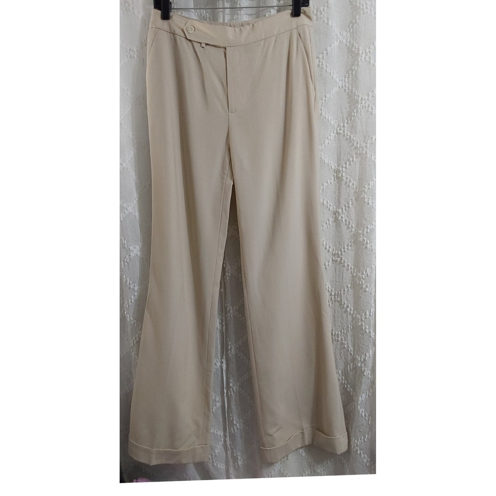 Lauren Ralph Lauren Beige Wool Blend Cuffed Wide Leg Dress Pants Size 4